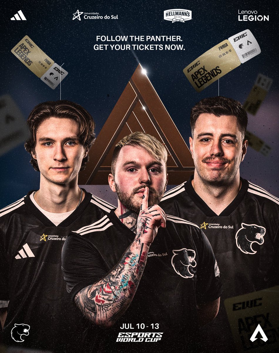 Tá afim de torcer presencialmente pra #FURIAApex na #EWC25? 
Garanta agora o seu ingresso com desconto usando o código "FURIA15" 🐾

🇺🇸 Wanna hype up #FURIAApex IRL at #EWC25?
Get your ticket now with a discount: code “FURIA15” 🐾