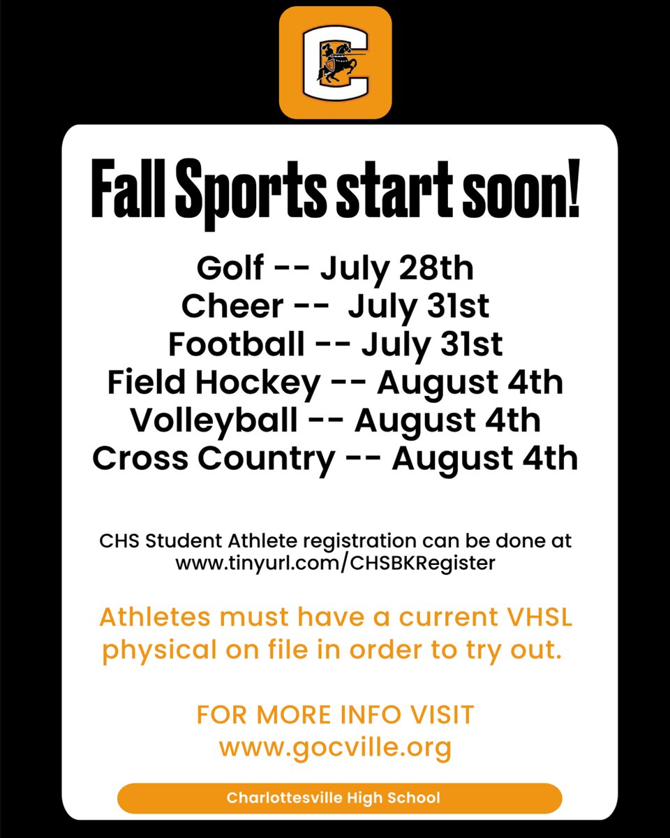 CHS Fall Sports are starting up at the end of July.  Come out and get involved!  
drive.google.com/file/d/1IIvGhg…