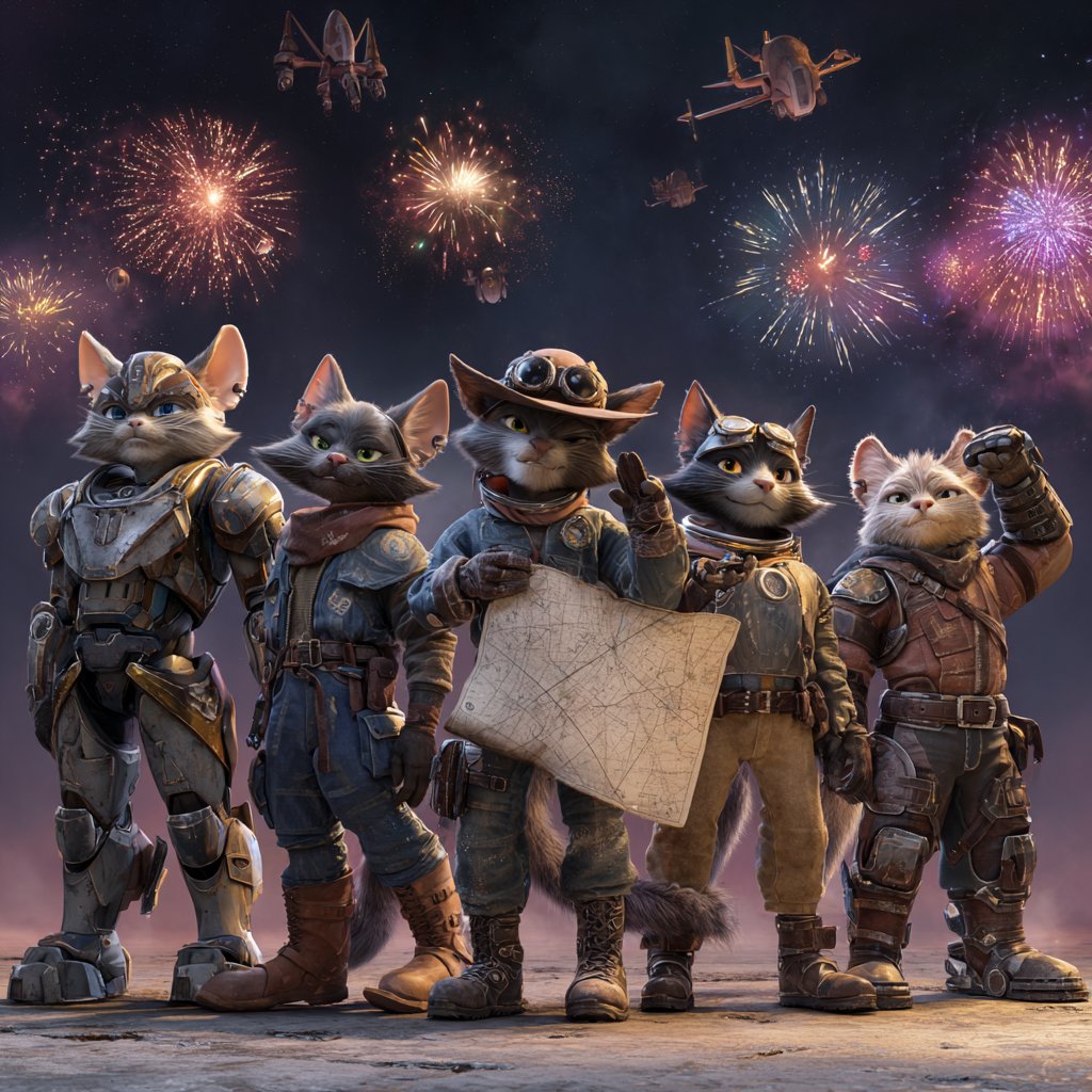 Happy 4th from the cosmic cats charting a course for the next mission. 🚀🐱