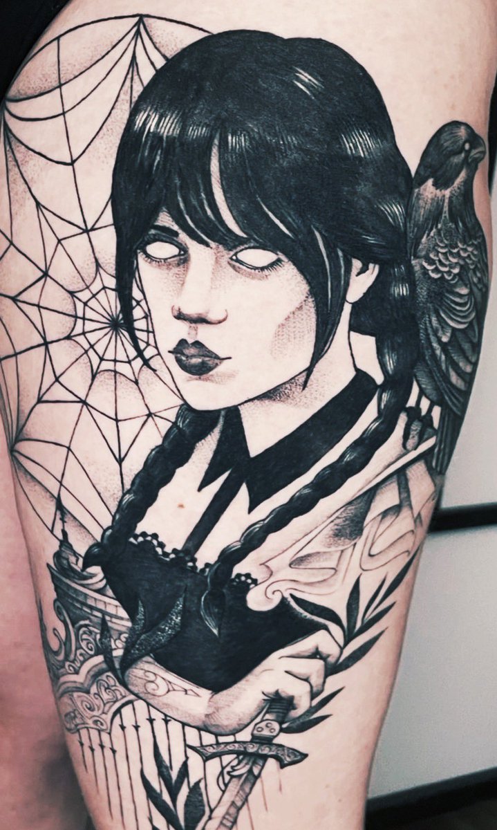 Hey, <a href="/wednesdayaddams/">Wednesday Addams</a> <a href="/whatonnetflix/">What's on Netflix</a> <a href="/NetflixUK/">Netflix UK & Ireland</a> I think this tattoo is worth four tickets for <a href="/cairoswife/">Eloise ♤♡</a> <a href="/JennaScared/">∞ A n a ∞ ♤♡</a> @MaRa_Bear_77  and ME to the london premiere, don't you? Get in touch (please) (we already got our flights)