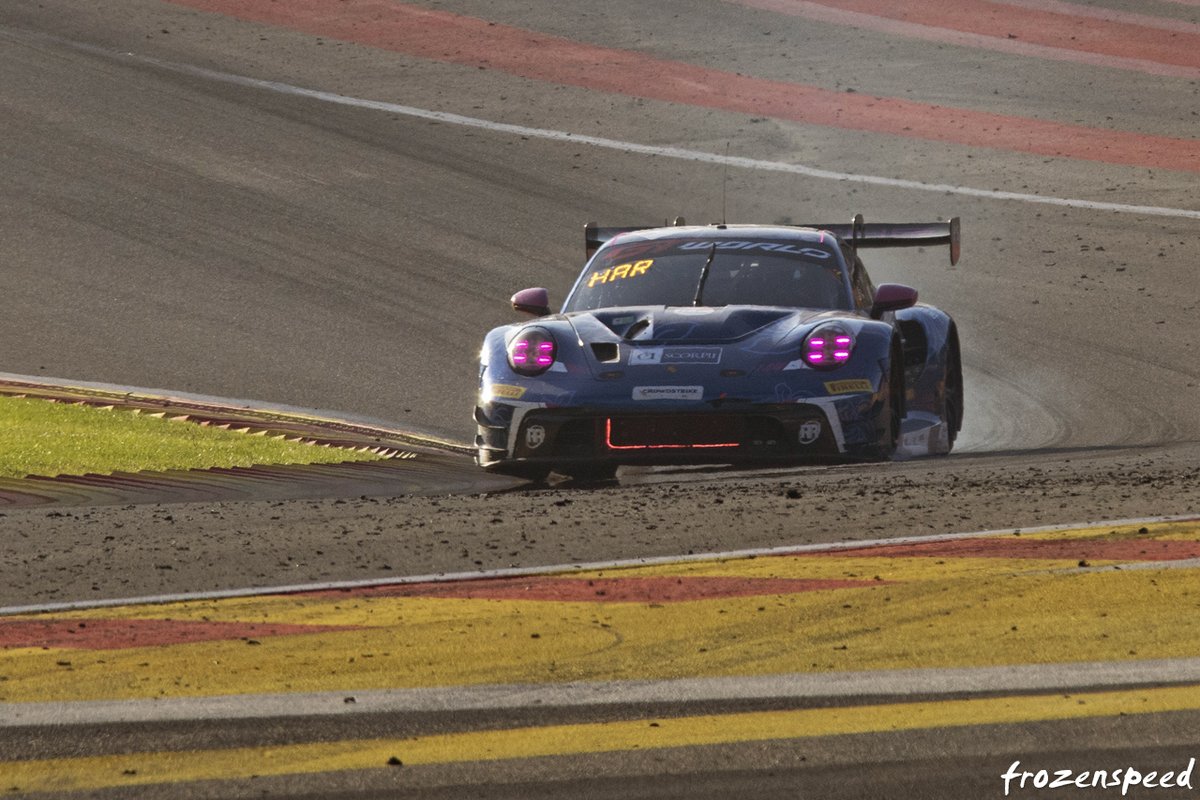 Frozenspeed's tweet image. Forces revealed.
It&apos;s hard to understand the extreme forces to which the GT3 cars are exposed when charging up Raidillon at 250kph, this image gives an idea.
Check out the unreal lift and camber on those inside wheels. 
#Spa24h #IGTC