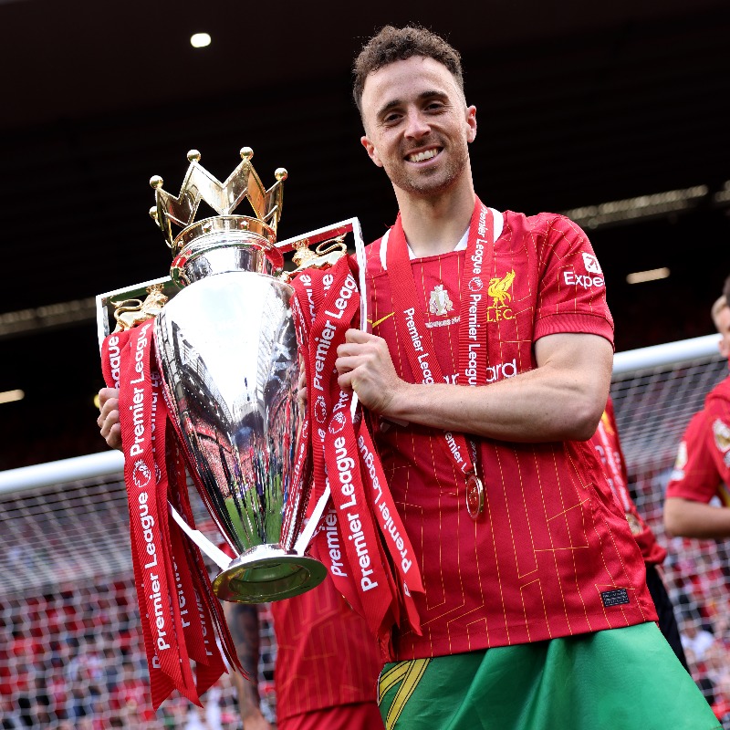 premierleague's tweet photo. Diogo Jota will forever be remembered as a champion on and off the pitch ❤️