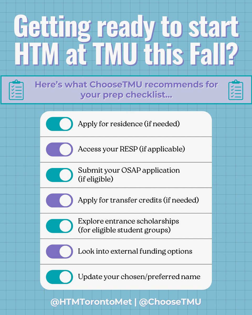 HTMtorontomet (@htmtorontomet) on Twitter photo Attention incoming students! Make sure to be prepared for the upcoming Fall semester and complete this New Students Checklist.
<a href="/ChooseTMU/">Toronto Metropolitan University Admissions</a>
Click for more details: tinyurl.com/58zbdf6z Attention incoming students! Make sure to be prepared for the upcoming Fall semester and complete this New Students Checklist.
<a href="/ChooseTMU/">Toronto Metropolitan University Admissions</a>
Click for more details: tinyurl.com/58zbdf6z