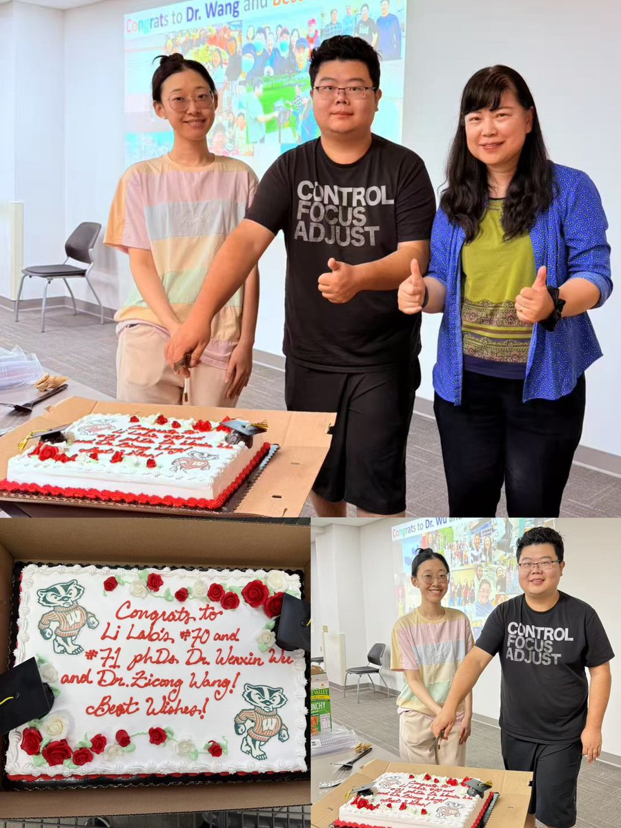 LiResearch's tweet image. Huge congratulations to Li Lab Ph.D.s #70 and #71 — Dr. Wenxin Wu and Dr. Zicong Wang 🥳🥳🥳 Your dedication, brilliance, and mentorship have left an unforgettable mark on the lab. Wishing you both all the best in your next chapters 🌟🥂🍰🍕