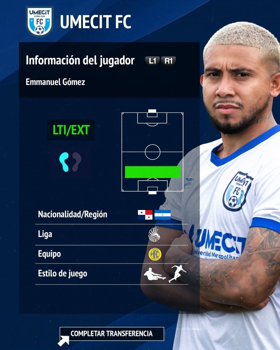 ¡Nuevo fichaje⚡️! Anunciamos oficialmente la incorporación de Emmanuel Gómez como parte de UMECIT FC para el Torneo Clausura 2025 LPF.

Clubes:
• Herrera FC
• Sporting SM
• Central Valley Fuego FC
• ⁠Managua FC
‌
¡Bienvenido a tu nueva casa 💙!
‌
#fichaje #estoesumecitfc