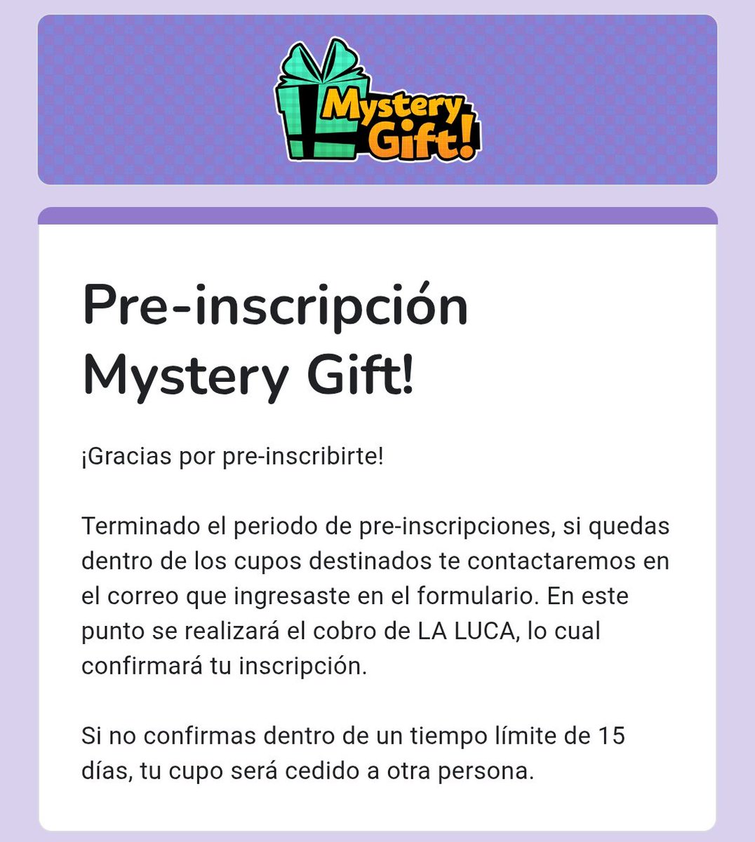 Obvio desde las 14:13 que ready con la inscripción nos jugaremos el cupo del calamar para los que no jugamos nunca 🔥