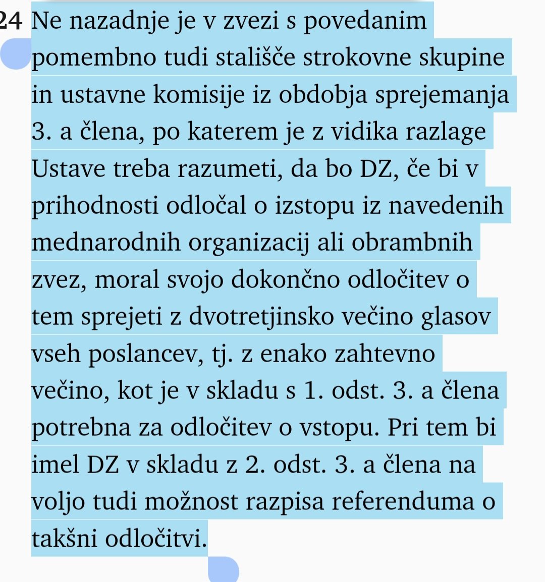 Luka Svetina (@lukasvetina) on Twitter photo <a href="/MiroCerar/">dr. Miro Cerar</a> (2011) razlaga 3a. člen: izstop iz mednarodne organizacije, na katero Slovenija prenese izvrševanje dela suverenih pravic ter izstop iz obrambne zveze (2011). Skratka, potrebna je 2/3 večina v DZ. Izstop Slovenije iz Nata je ZF, ki se je ne bi sramoval Spielberg. <a href="/MiroCerar/">dr. Miro Cerar</a> (2011) razlaga 3a. člen: izstop iz mednarodne organizacije, na katero Slovenija prenese izvrševanje dela suverenih pravic ter izstop iz obrambne zveze (2011). Skratka, potrebna je 2/3 večina v DZ. Izstop Slovenije iz Nata je ZF, ki se je ne bi sramoval Spielberg.