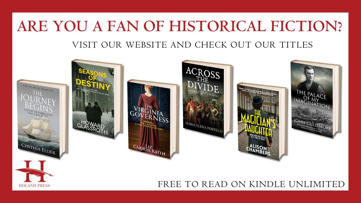 HolandPress's tweet image. Are you a fan of Historical Fiction?

Visit our website and check out our titles
holandpress.com

#readingcommunity #bookrecommendations #booktwitter