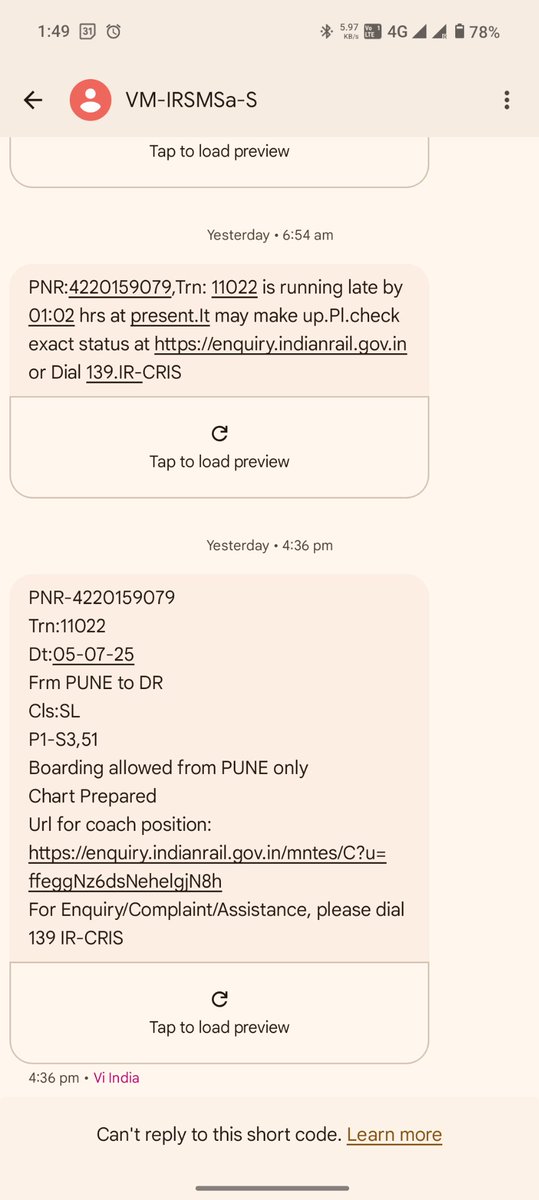 Atulcr7_07's tweet photo. Hello,
@RailwaySeva ,@RailMinIndia 
I am currently travelling from pune to Dadar via train no:- 11022, having ticket details.
The fan in my compartment are not working ever since I arrived. I made complaint to 139 but they say please call again at 2.10 am 
Please can this be fix. https://t.co/Z2079Ogjfb