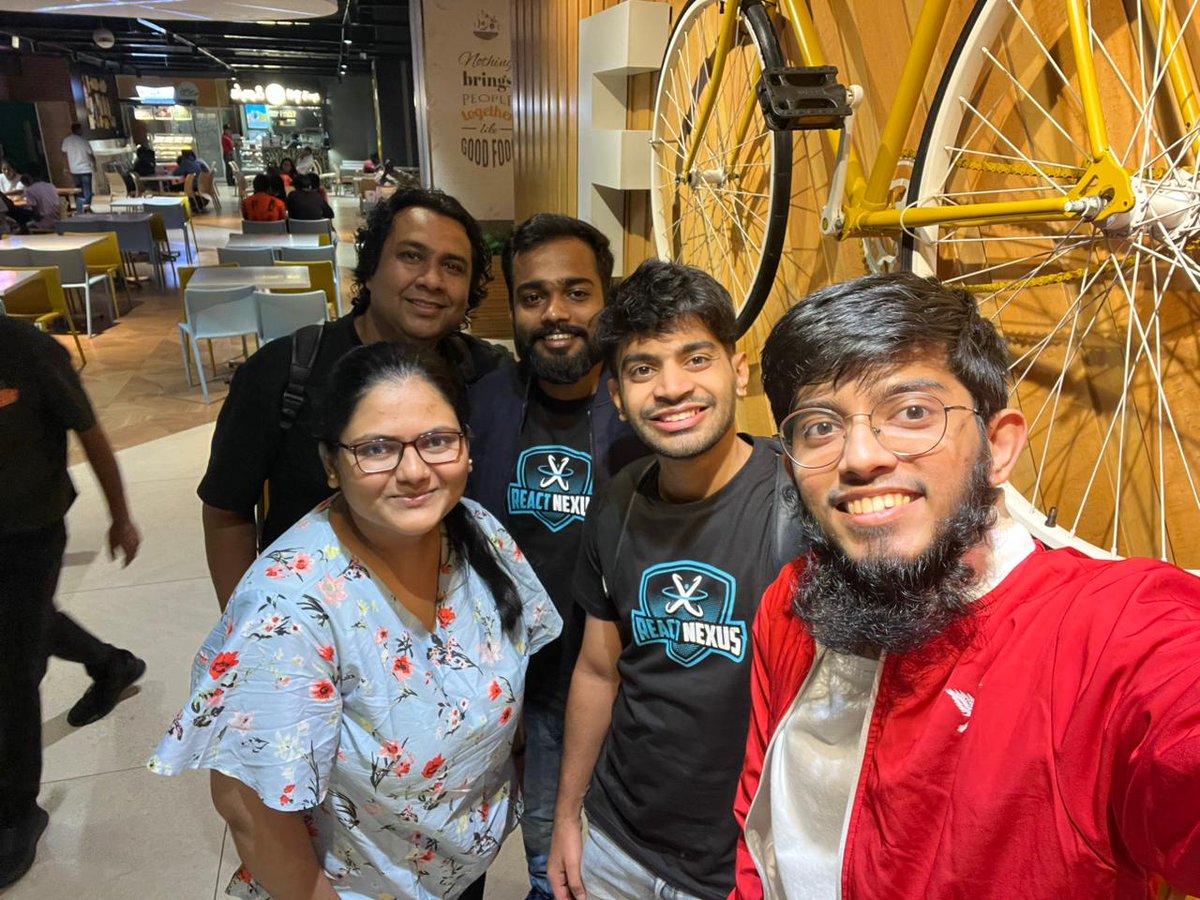 Today me <a href="/phantomcat3d/">Piyush Assudani</a> , <a href="/RajKishorShaw17/">Raj</a> , <a href="/pranita0709/">Pranita Fulsundar</a> had dinner with none other than <a href="/tapasadhikary/">Tapas Adhikary | tapaScript</a> !

Character limit won't let me describe what a special person he is. All I can say is that we had an amazing vibe today ^_^