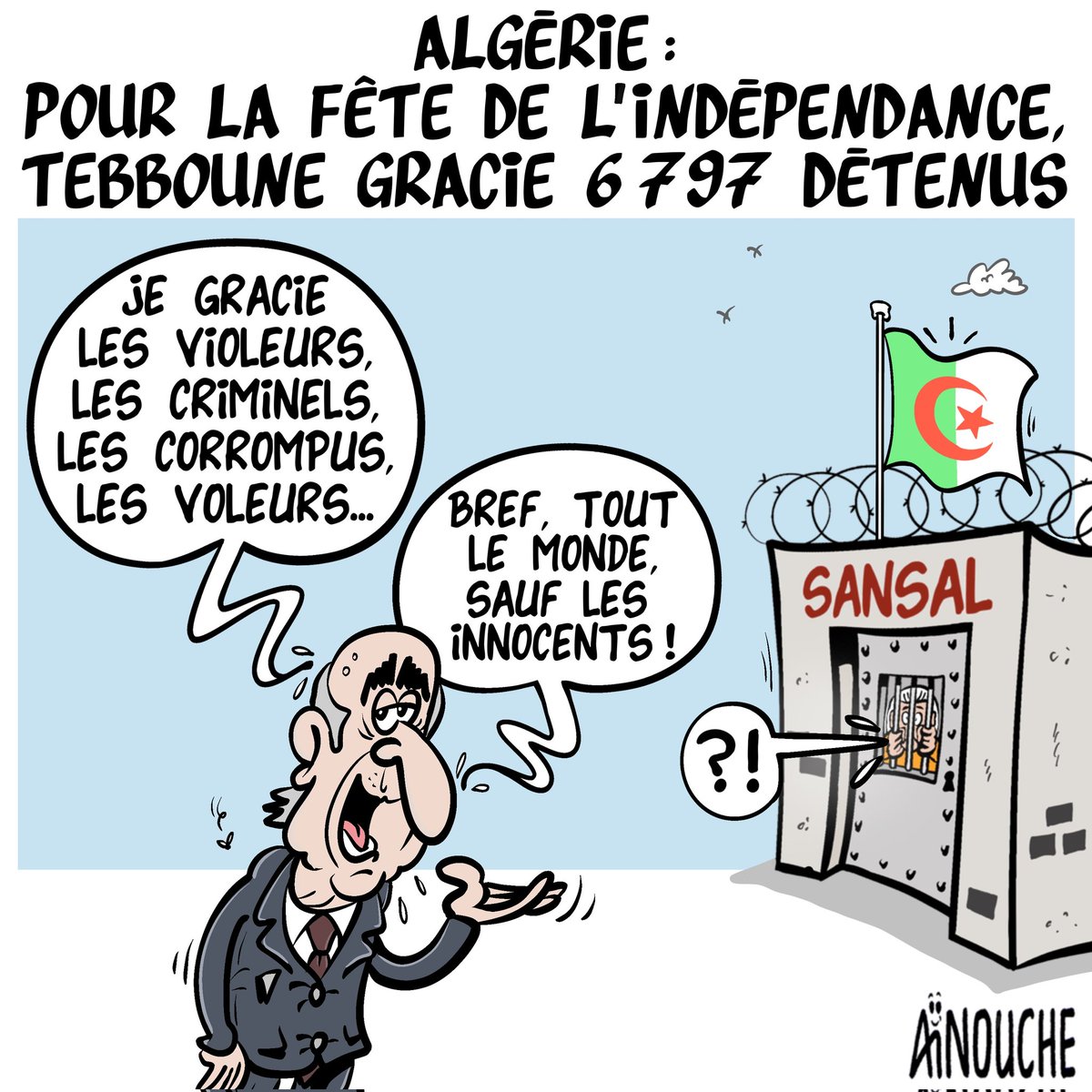 Algérie : pour la fête de l’indépendance, Tebboune gracie 6 797 détenus

#France #Algérie #Algeria #Tebboune #Sansal #Dictature