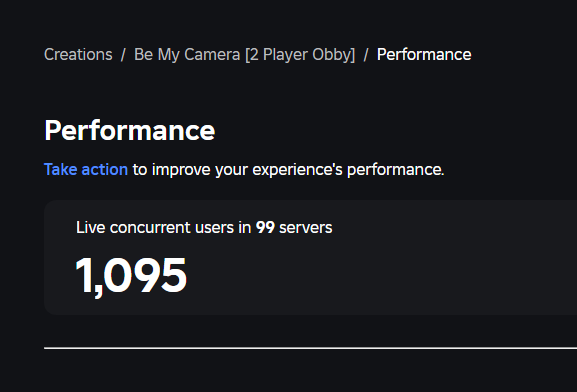 Tycoon_Republic's tweet photo. Thank you for 1000 CCU on Be My Camera 2 Player Obby! https://t.co/tsxchEJ9cT