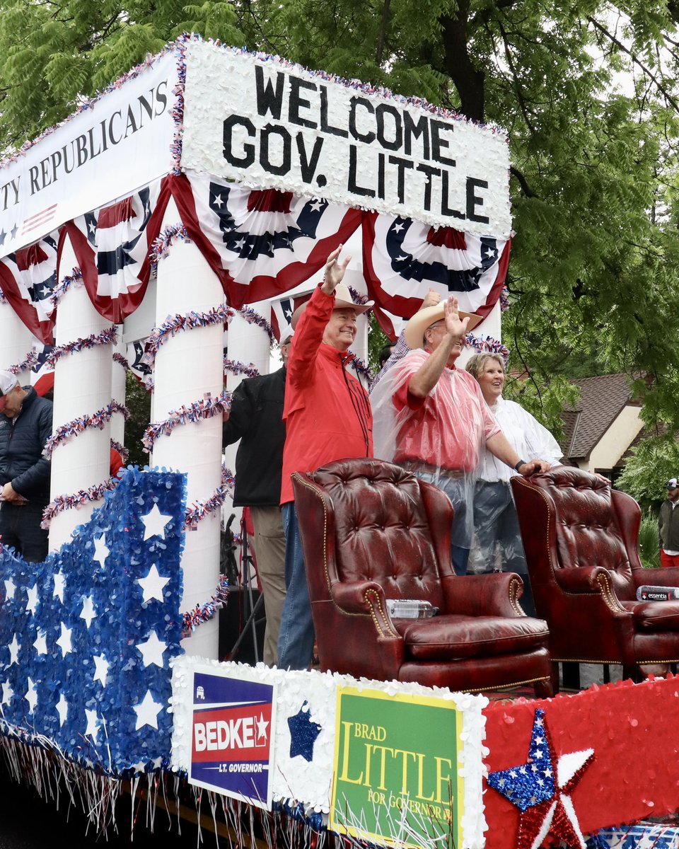 GovernorLittle's tweet image. Kicked off the Independence Day festivities at the Liberty on Parade in Idaho Falls this morning!
Happy Fourth of July, Idaho!🇺🇸