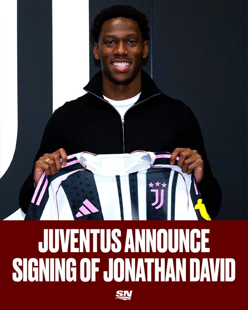 Sportsnet's tweet photo. A Canadian will be playing up front for one of the biggest clubs in the world 🇨🇦

Jonathan David is officially a Juventus player ✍️ https://t.co/boul8Y6MlU