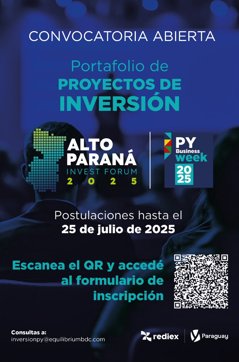 🚀 Impulsá tu proyecto al siguiente nivel en el Alto Paraná Invest Forum 2025

¿Buscás financiamiento, alianzas comerciales o visibilidad estratégica?

Rediex te invita a formar parte de su Portafolio de Proyectos de Inversión, en el marco del Paraguay Business Week 2025.