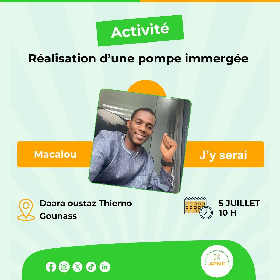 Actionengage's tweet photo. Une action qui fait la différence ! 
Le 5 juin à 10h, nos membres seront présents à Daara Oustaz Thierno, Gounass pour la réalisation d’une pompe immergée avec l’équipe de l’APMC.

📍 On vous attend nombreux !
#JYSERAI et toi ? 👀

#APMC #JeunesseEngagée #AccèsàlEau https://t.co/BulJkZiQAg