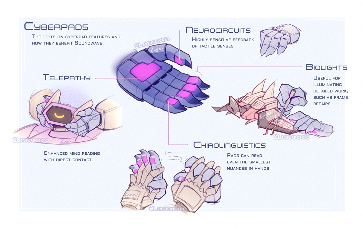 Lintufriikki's tweet image. some headcanons for soundwave&apos;s beans 🐾💙
#transformers #maccadam #soundwave