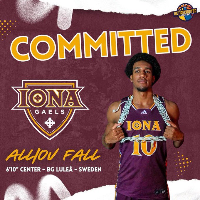 Pete Quinn (@coachpetequinn_) on Twitter photo Update:
Alliou Fall (Iona) is off the board.
The 6’10 forward previously played for BG Luleå in Sweden and had interest from a number of solid mid major programs before ultimately choosing to sign with the Gaels. 
Great pickup by Coach Geriot and his staff. Alliou will be an Update:
Alliou Fall (Iona) is off the board.
The 6’10 forward previously played for BG Luleå in Sweden and had interest from a number of solid mid major programs before ultimately choosing to sign with the Gaels. 
Great pickup by Coach Geriot and his staff. Alliou will be an