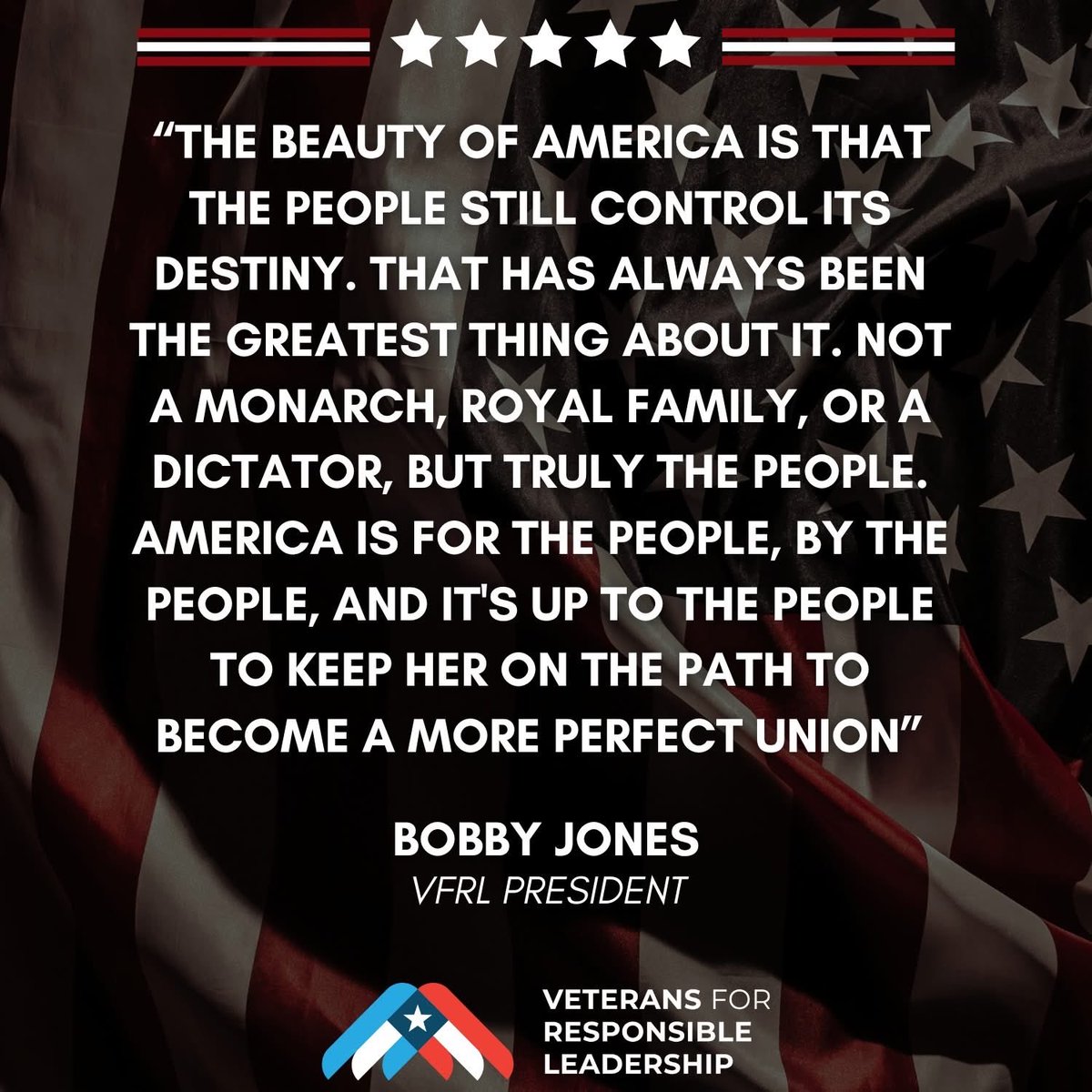 VetsForRL's tweet image. America’s strength is the people. Not kings, not dictators. It’s up to us to keep her on the path to a more perfect union.