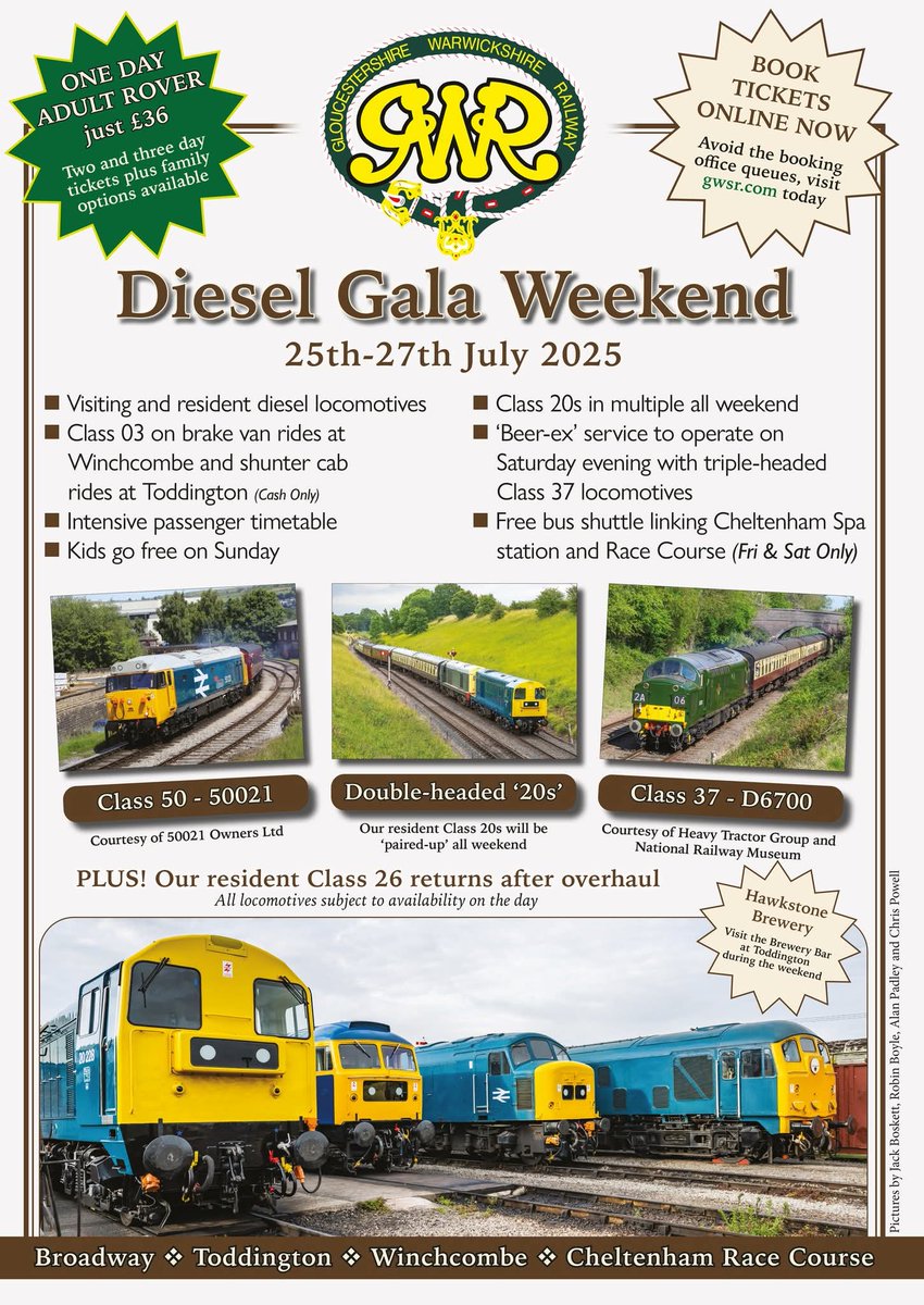 Gloucestershire Warwickshire Railway (@gwsr) on Twitter photo Our Diesel Gala Weekend is shaping up to be something special! 
We’re thrilled to announce that #class50 50021 and #class37 D6700 will be joining our home fleet, making for an unforgettable line-up that has something for everyone.
Book your tickets here: gwsr.com/galas/diesel-g… Our Diesel Gala Weekend is shaping up to be something special! 
We’re thrilled to announce that #class50 50021 and #class37 D6700 will be joining our home fleet, making for an unforgettable line-up that has something for everyone.
Book your tickets here: gwsr.com/galas/diesel-g…
