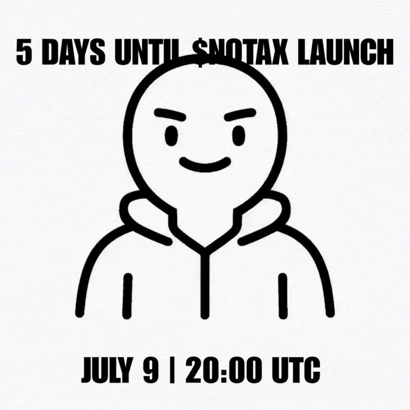notaxsolana's tweet photo. 5 DAYS UNTIL LAUNCH! 🚀

If you see this you are very early. No presales, fair launch for everyone.

Live timer here - https://t.co/TVITvHRGvh https://t.co/6Oc9ui0l1f
