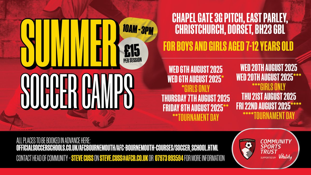 AFCB Community (@afcbcommunity) on Twitter photo Summer Soccer Camps at <a href="/ChapelGateBU/">Chapel Gate - BU Sports Campus</a>
Week One- shorturl.at/1bJcz
Week Two - shorturl.at/JatZ1
Girls Only - shorturl.at/ApkOm Summer Soccer Camps at <a href="/ChapelGateBU/">Chapel Gate - BU Sports Campus</a>
Week One- shorturl.at/1bJcz
Week Two - shorturl.at/JatZ1
Girls Only - shorturl.at/ApkOm