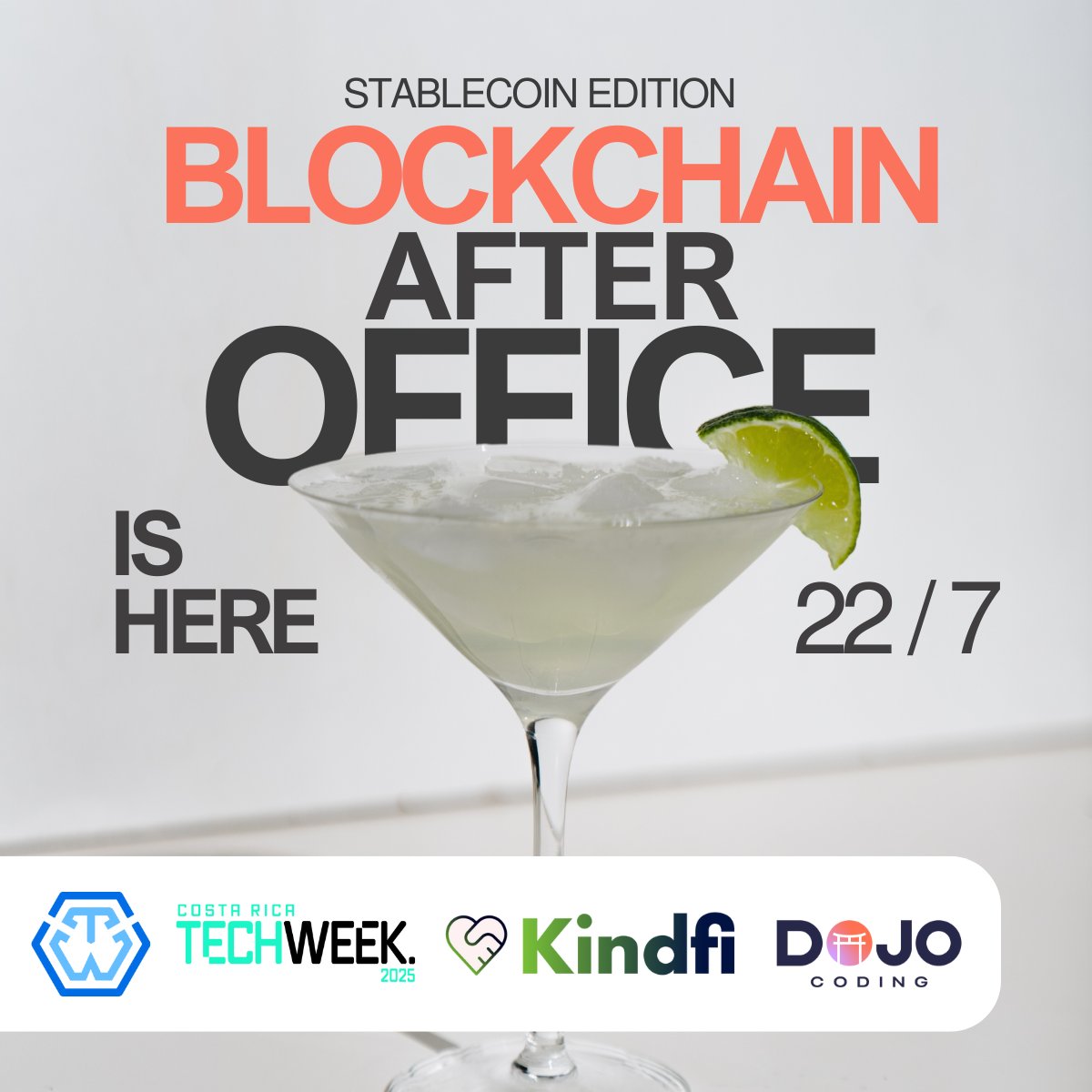 KindFi (@kindfi_w3) on Twitter photo Mark your calendar! Blockchain After Office: Stablecoin Edition drops July 22, hosted by KindFi X <a href="/TrustlessWork/">Trustless Work</a> at the first-ever #CRTechWeek.
No panels. No pitch decks. Just people, drinks, and real convos.
We’re raising a glass to:
– 1 year of Trustless Work building on Mark your calendar! Blockchain After Office: Stablecoin Edition drops July 22, hosted by KindFi X <a href="/TrustlessWork/">Trustless Work</a> at the first-ever #CRTechWeek.
No panels. No pitch decks. Just people, drinks, and real convos.
We’re raising a glass to:
– 1 year of Trustless Work building on