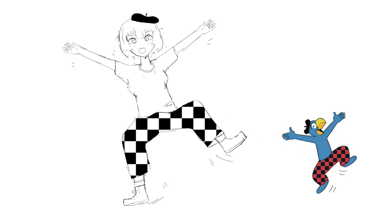 2022 sketches of Globi but as anime girl