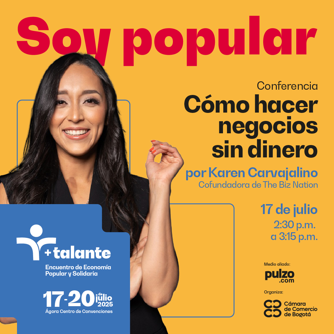 🚀 ¡Aprende a emprender sin dinero!

En #MásTalante 2025 nos acompaña Karen Carvajalino con una charla imperdible💼💡

📅 17 de julio
🕝 2:30 p.m. a 3:15 p.m.
📍 Ágora Centro de Convenciones

Regístrate en mastalante.com