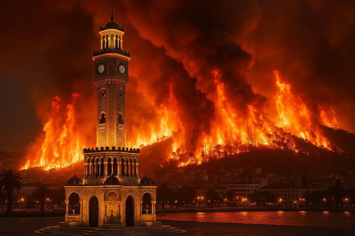 Canım İzmir yanıyor ama yangın hepimize, tüm canlılarımızın canına, ağaçlarımıza, floramıza.. ama asıl insanımıza yaşamımıza ve kültürümüze..  Allah yardım etsin🙏🙏#izmir #yangın