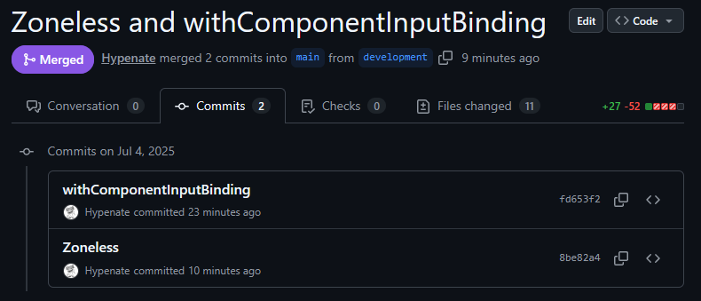 Finally I got my #angular app zoneless and using withComponentInputBinding.

A good night sleep is on the way!