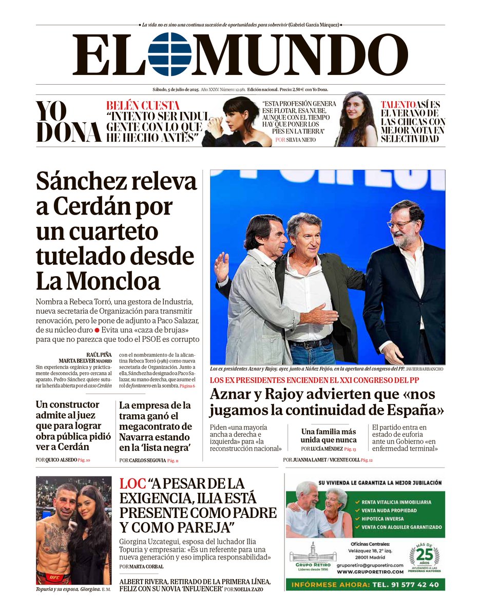 📰 Portada de EL MUNDO del 5 de julio.      

Ya disponible en Orbyt y en la edición digital con la mejor información.