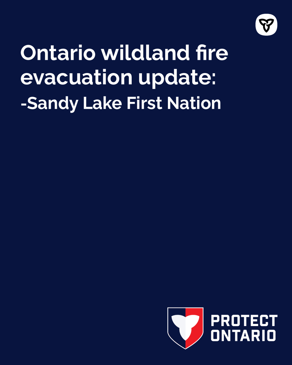PreparedON's tweet photo. Wildland fire evacuation update - #SandyLake First Nation as of July 4: At the request of the community, return flights home have begun. [1/2] https://t.co/8PPqVNYbJo