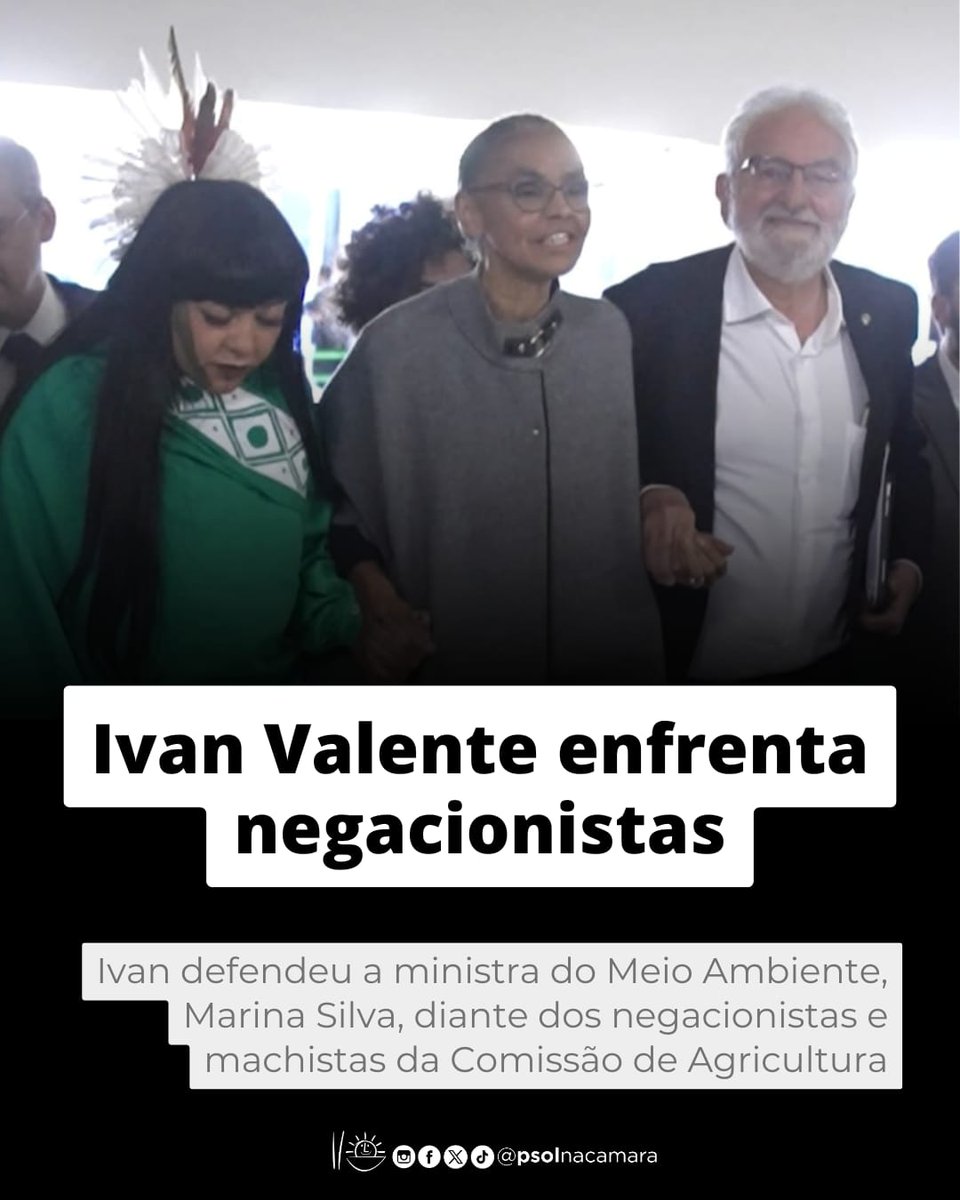PSOL na Câmara (@psolnacamara) on Twitter photo O deputado federal <a href="/IvanValente/">Ivan Valente</a> (SP) enfrentou os negacionistas e os machistas da Comissão de Agricultura e defende a ministra do Meio Ambiente, Marina Silva. Ivan esteve junto com a ministra do Meio Ambiente, Marina Silva, em uma sessão da Comissão de Agricultura da Câmara, e se O deputado federal <a href="/IvanValente/">Ivan Valente</a> (SP) enfrentou os negacionistas e os machistas da Comissão de Agricultura e defende a ministra do Meio Ambiente, Marina Silva. Ivan esteve junto com a ministra do Meio Ambiente, Marina Silva, em uma sessão da Comissão de Agricultura da Câmara, e se