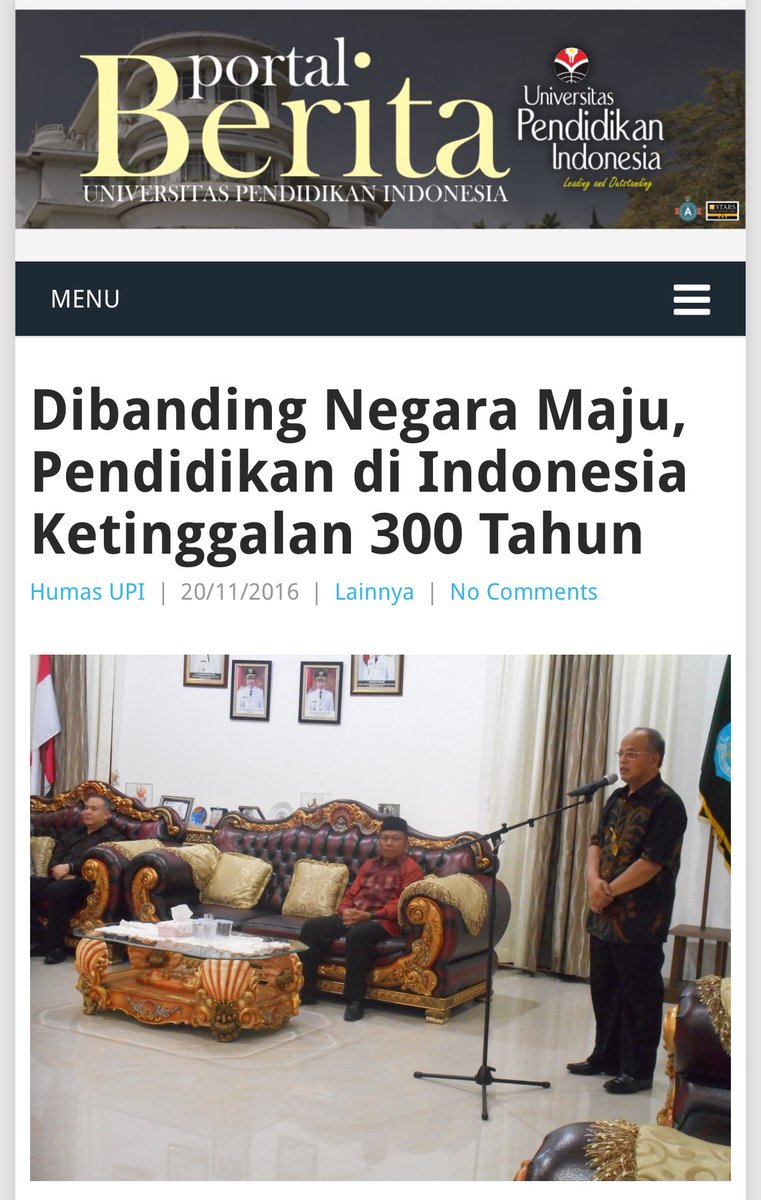 Dulu, saya tidak percaya bahwa pendidikan kita tertinggal hingga 300 tahun dari negara maju. Saya percaya ‘hanya’ 128 tahun saja ketertinggalannya.

Namun, dengan memerhati langsung hingga ke seluruh pelosok Nusantara, saya percaya.