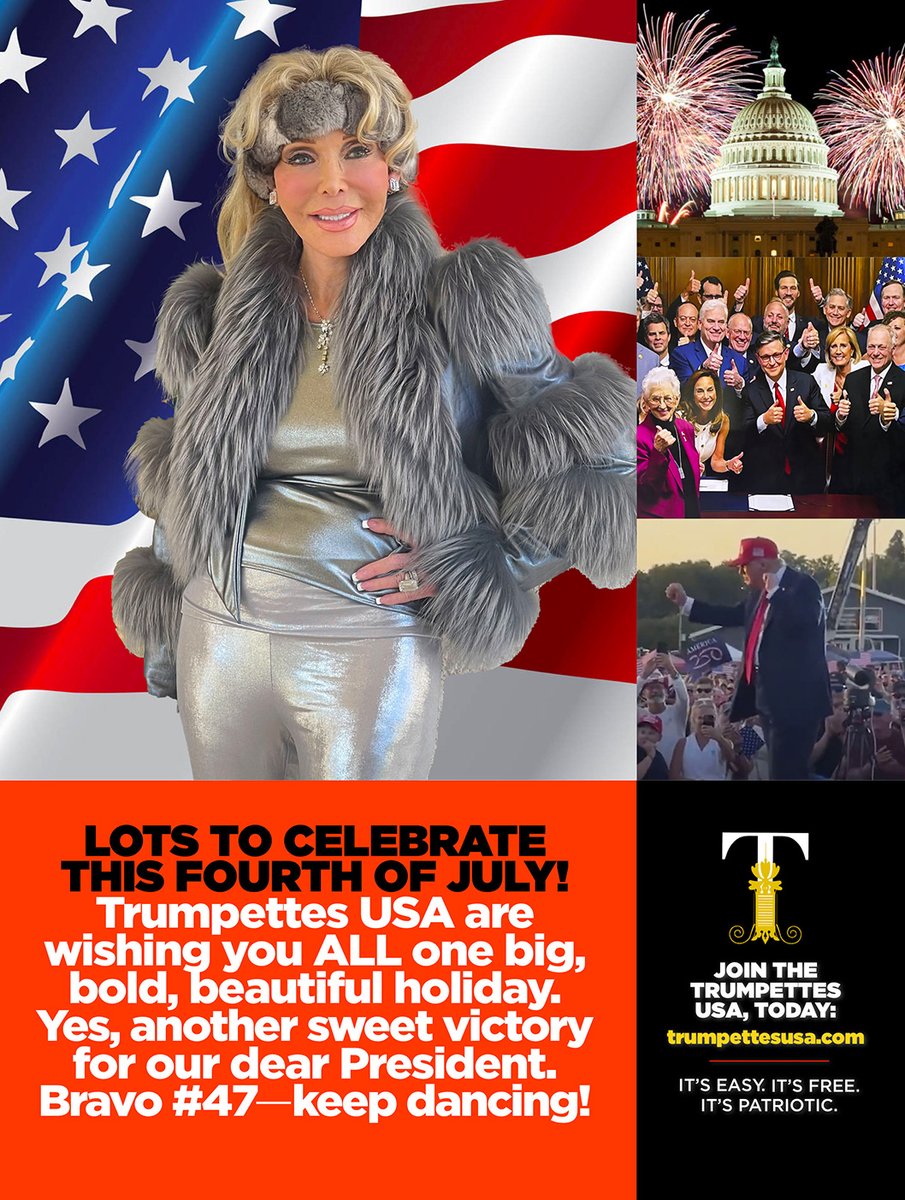 TTrumpette's tweet image. Check out the President’s dance moves, does he look happy or what??
Happy Birthday, America!
May our very best years of prosperity, progress, and peace be ahead of us!
What a great day to join Trumpettes USA: trumpettesusa.com
Follow, Love, Like & Share us!