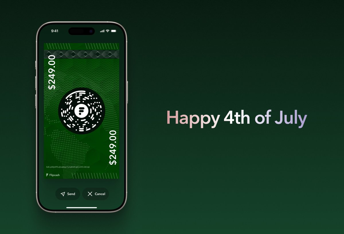 flipcash_app's tweet image. Happy 4th of July to all our American friends!
In honor of the US turning 249, we'll be sending a $249 cash link to someone in the replies. Drop a comment and tell us how you're spending the 4th. We'll pick someone from there to send it to