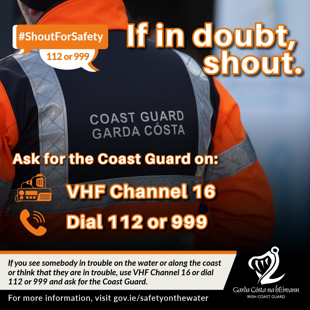 IrishCoastGuard's tweet image. 📱💦 Near water this weekend?

Keep your phone:
✅ Charged
✅ In a watertight container

In an emergency, call 999 or 112 and ask for the Coast Guard.
A working phone helps emergency services reach you faster.

#ShoutForSafety #WaterSafety #IrishCoastGuard