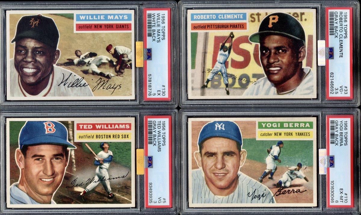 Nothing screams Americana like the 1956 Topps baseball set! Willie, Ted, Bob and Yogi 🇺🇸