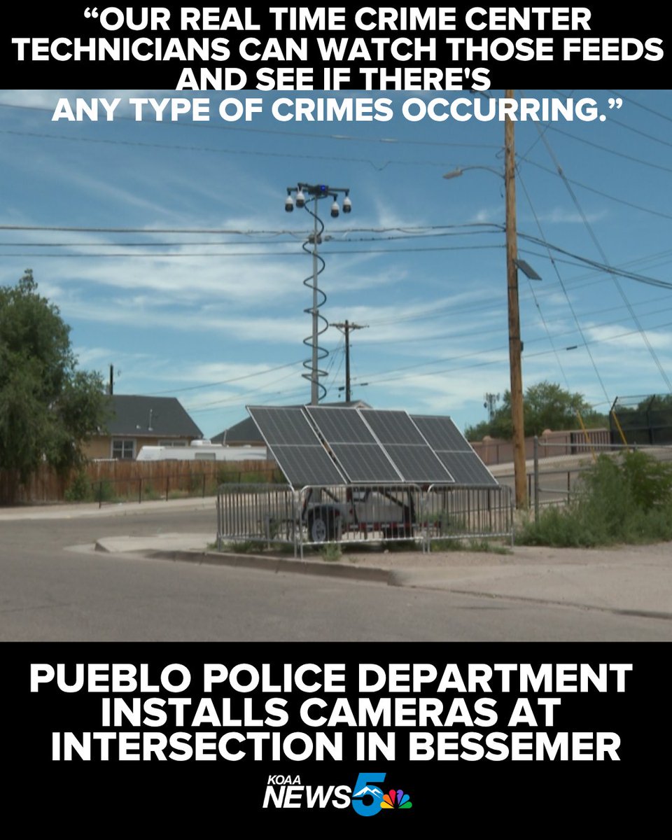 KOAA's tweet photo. The Pueblo Police Department has installed cameras to improve safety in the Bessemer neighborhood.
The four new cameras are on the corner of Mesa Avenue and Elm Street.
More at: https://t.co/zgD4eZ7nOU
#pueblopolice #realtimecrimecenter https://t.co/WyGJera4ph