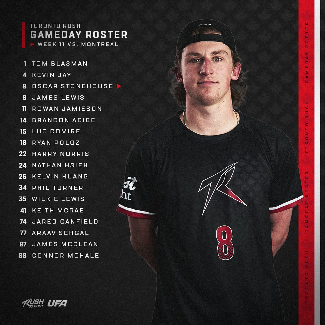 We’re set for tonight’s showdown in Montreal.
Here’s who’s suiting up for the Rush in this Canadian rivalry clash with the Royal.

📍 7PM First Pull | Complexe Sportif Claude-Robillard
📺 Watch live at WatchUFA.tv

#FeelTheRush #RushReboot25