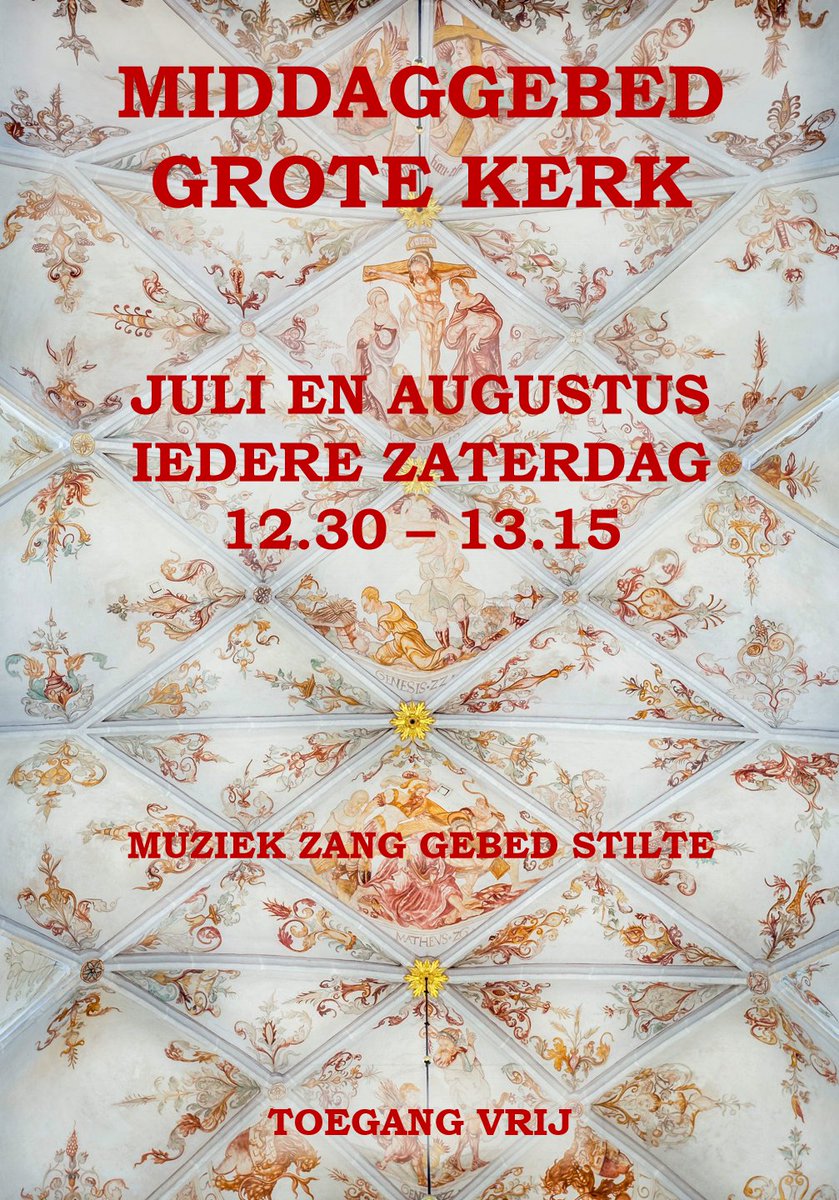 In juli en augustus iedere zaterdag van 12:30 uur tot 13:15 uur #middaggebed in Grote Kerk van #Harderwijk. Medewerking wordt verleend door musici en voorgangers uit de regio. Iedereen is van harte welkom! harderwijkercourant.nl/lokaal/religie…
