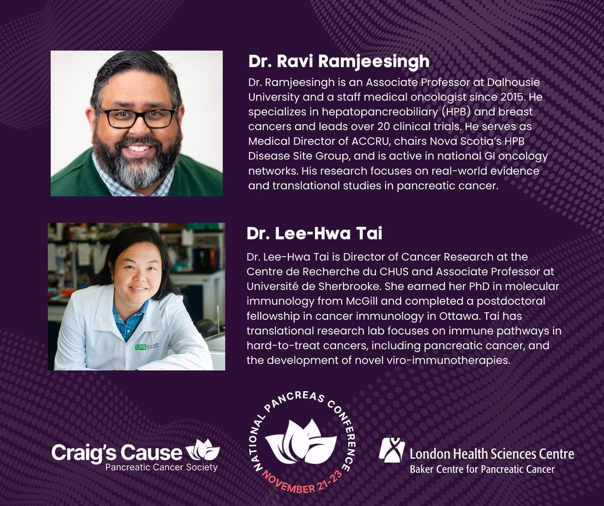 Craig's Cause Pancreatic Cancer Society (@craigscausecan) on Twitter photo Planning is well underway for the 2025 National Pancreas Conference! Stay tuned each week as we put a spotlight on the experts working to build an impactful program.
<a href="/Tai_ImmunoLab/">Lee-Hwa Tai, PhD</a> <a href="/USherbrooke/">Université de Sherbrooke</a> <a href="/medoncdoc/">Ravi R 🇨🇦</a> <a href="/DalMedicine/">Dalhousie Medical Research & Education</a>
#PancreaticCancerAwareness #CraigsCause #NPC2025 Planning is well underway for the 2025 National Pancreas Conference! Stay tuned each week as we put a spotlight on the experts working to build an impactful program.
<a href="/Tai_ImmunoLab/">Lee-Hwa Tai, PhD</a> <a href="/USherbrooke/">Université de Sherbrooke</a> <a href="/medoncdoc/">Ravi R 🇨🇦</a> <a href="/DalMedicine/">Dalhousie Medical Research & Education</a>
#PancreaticCancerAwareness #CraigsCause #NPC2025