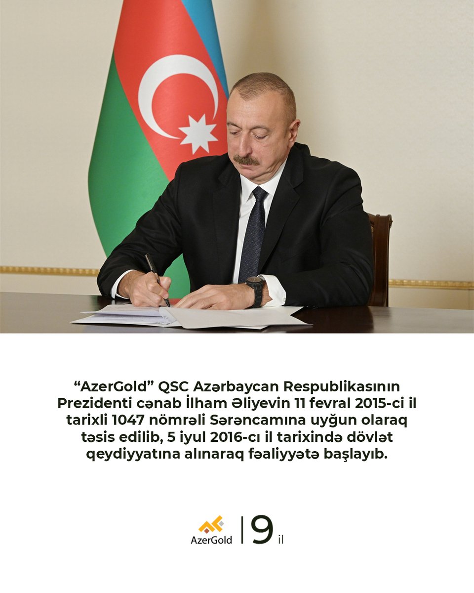 Azergold_QSC's tweet photo. Bu gün “AzerGold” QSC-nin fəaliyyətə başlamasından 9 il ötür
2016-cı ildən etibarən ölkəmizin zəngin yeraltı sərvətlərinin dayanıqlı idarə olunması, iqtisadi dəyərə çevrilməsi və milli rifaha xidmət etməsi istiqamətində mühüm addımlar atılır.
#AzerGoldQSC #Dağmədənsənayesi #9il https://t.co/vYJn85uNy2