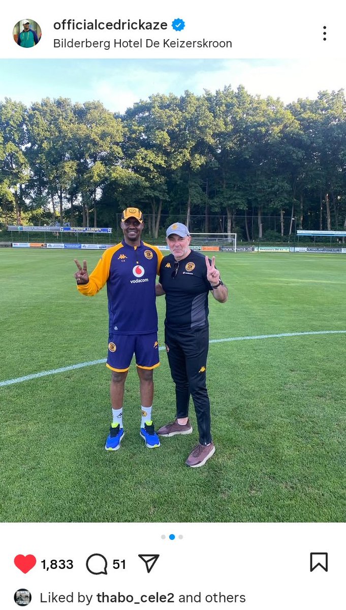 Kaizer Chiefs assistant coach Cedric Kaze on IG. ❤️✌️