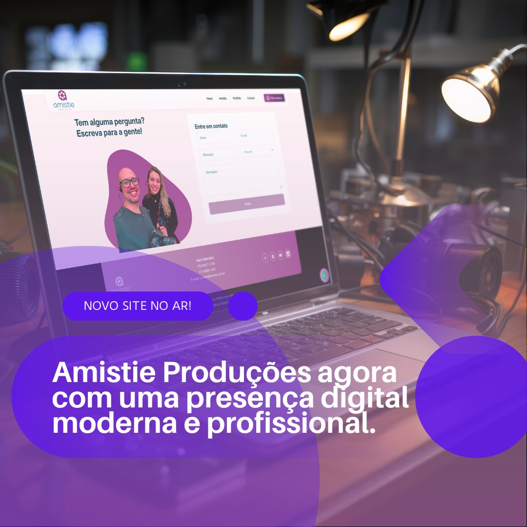 studiologinbr's tweet photo. Apresentamos o novo site da Amistie Produções!

Mais um projeto entregue com sucesso!
A Amistie Produções agora conta com um site totalmente repaginado, com layout moderno, navegação fluida e otimizado para todos os dispositivos.

Acesse e conheça: https://t.co/JNNvwSt1UQ https://t.co/EqgLiuRTSU