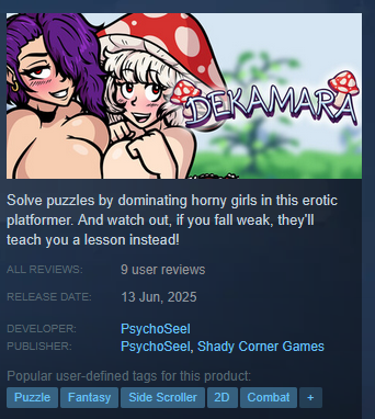 We had a great release on Steam, thank you for your support! 

We are almost there! Help us reach 10 reviews so we can get more impression on Steam. 

#gamedev #indiedev #adultgames