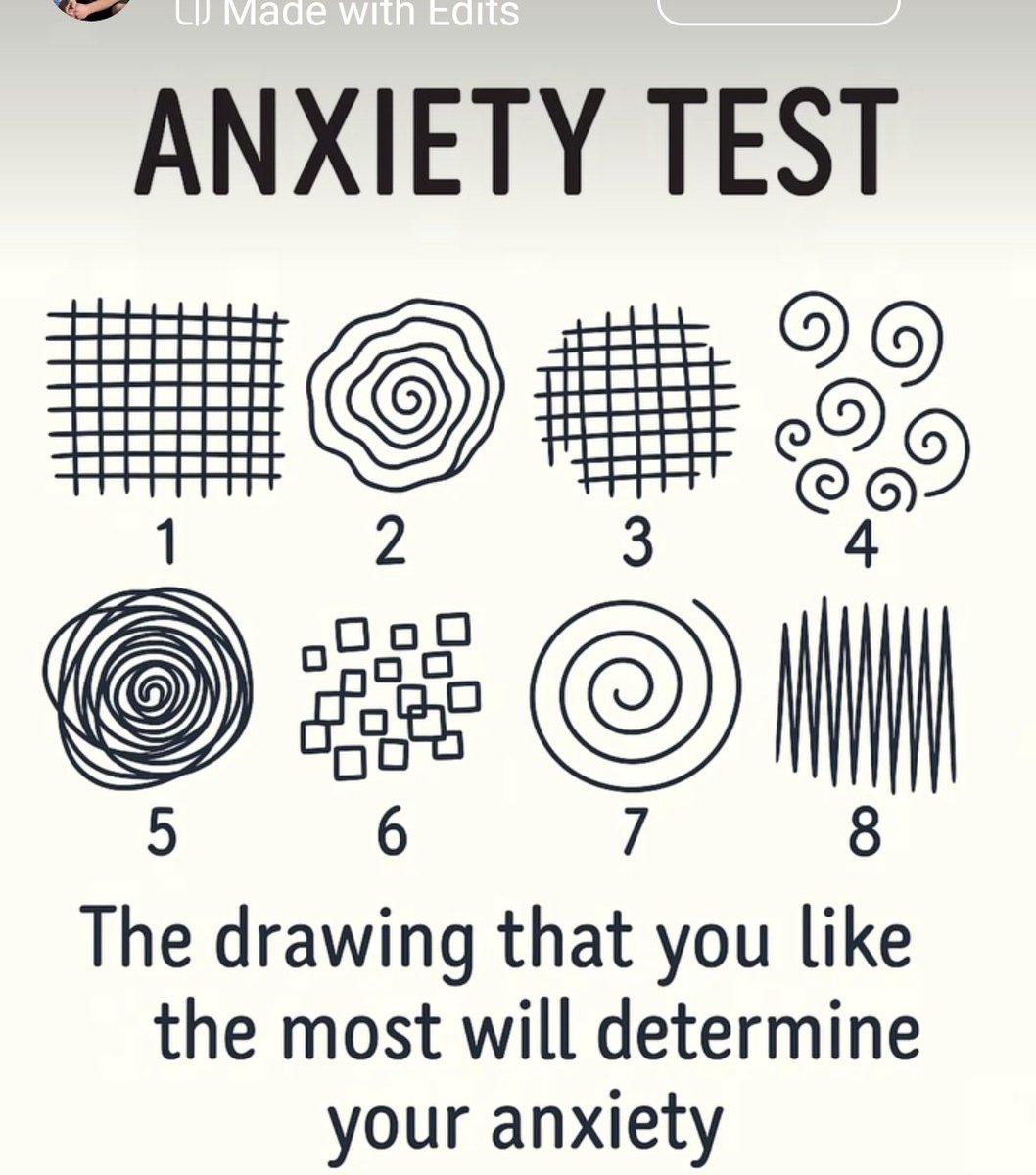 MariettaDaviz's tweet image. 1 (Grid):
Your anxiety might stem from a need for order and structure, and you might struggle with disorganization or chaos.
2 (Tight Spiral):
You might be prone to overthinking and getting trapped in repetitive thought patterns.
3 (Loose Grid):
You might be analytical, but…