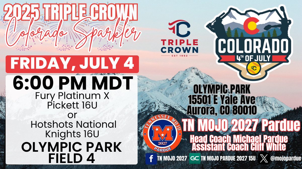We are currently undefeated 6-0! Come out and watch! <a href="/MojoPardue/">Mojo Pardue</a> <a href="/triplecrownspts/">Triple Crown Sports</a> <a href="/COSparkFire/">CO 4th of July</a>