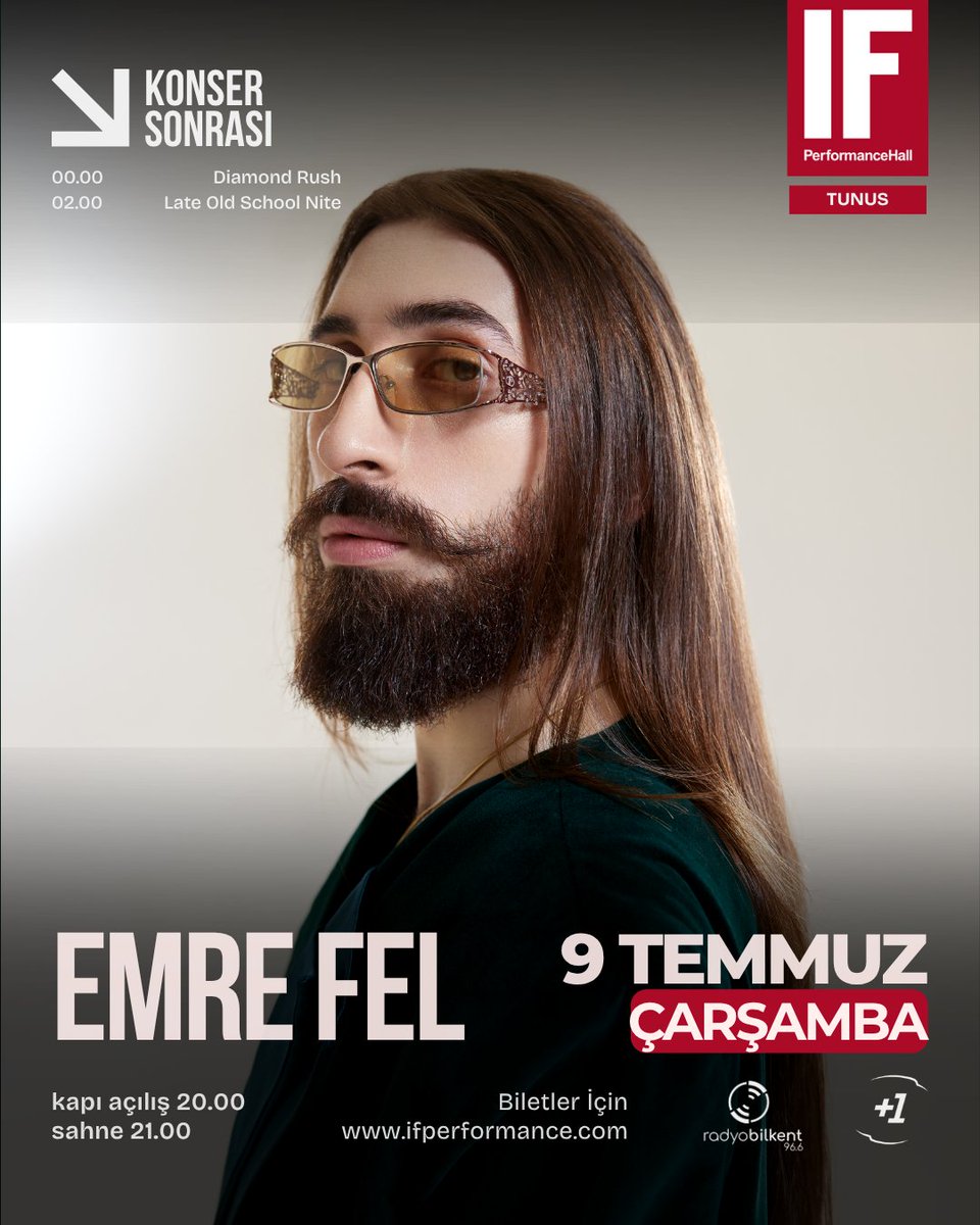 IF PERFORMANCE HALL (@ifperformance) on Twitter photo “EMRE FEL” <a href="/Iemrefel/">Emre Fel '</a> 9 Temmuz Çarşamba akşamı 21’de IF Sahnesi’nde!
Biletler ifperformance.com/etkinlik/7/emr…
Sonrasında ise saat 00’dan itibaren “Diamond Rush” sizlerle...
#IFPerformance #IFPerformanceHall #ifperformance #ifperformancehall #Ankara #Event #Concert #GeceIFteBiter “EMRE FEL” <a href="/Iemrefel/">Emre Fel '</a> 9 Temmuz Çarşamba akşamı 21’de IF Sahnesi’nde!
Biletler ifperformance.com/etkinlik/7/emr…
Sonrasında ise saat 00’dan itibaren “Diamond Rush” sizlerle...
#IFPerformance #IFPerformanceHall #ifperformance #ifperformancehall #Ankara #Event #Concert #GeceIFteBiter